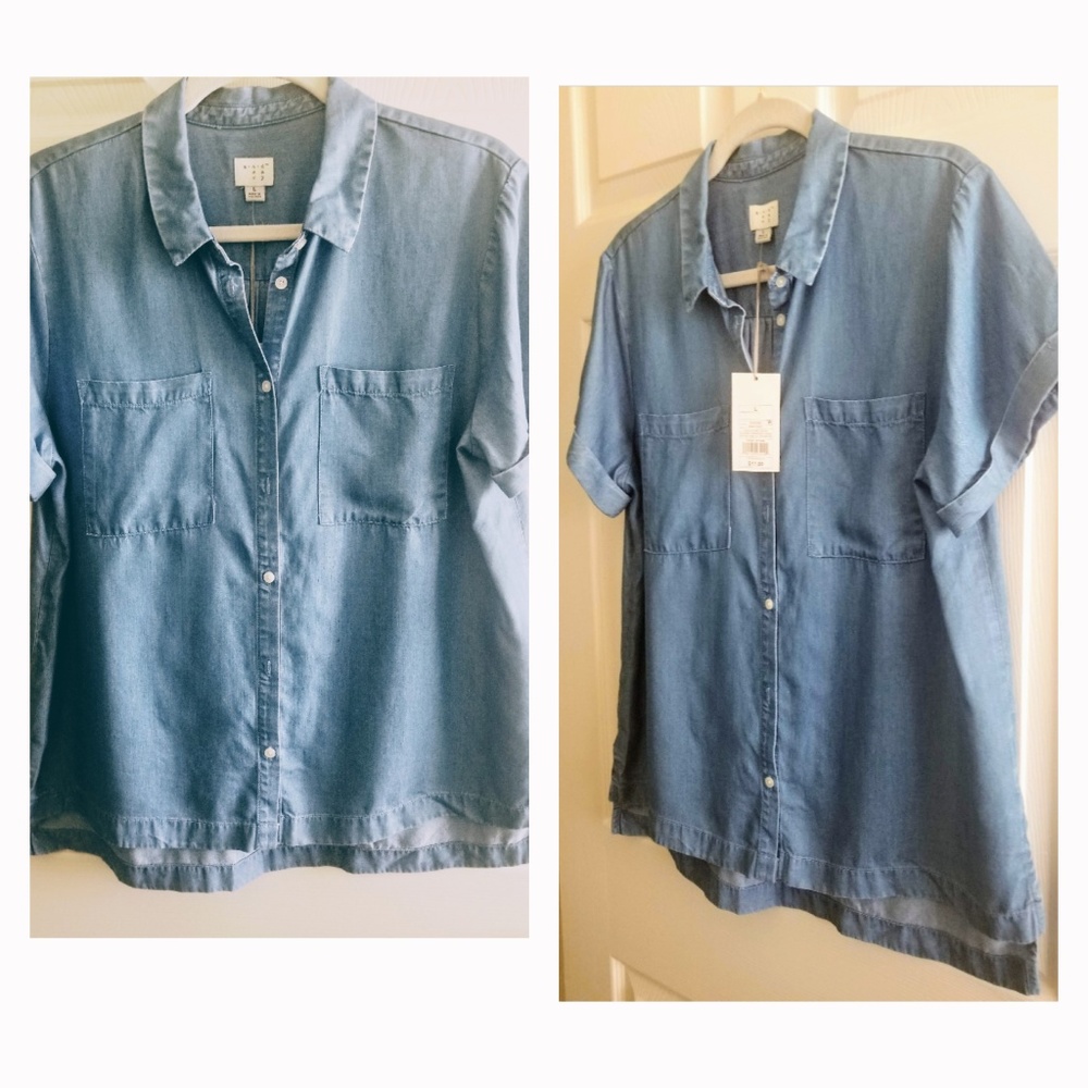 Denim Short Sleeve Button-down